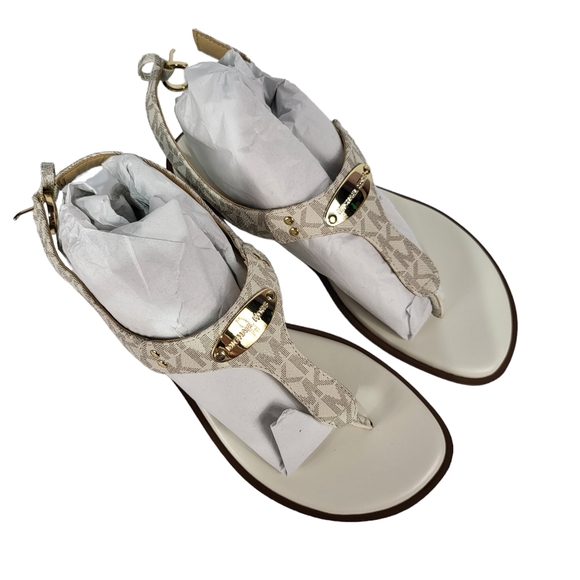 Michael Kors MK Plate Flat Thong Sandals Vanilla - Picture 6 of 7